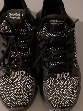 Like New - Juicy Couture Black Crystal-Studded Platform Sneakers
